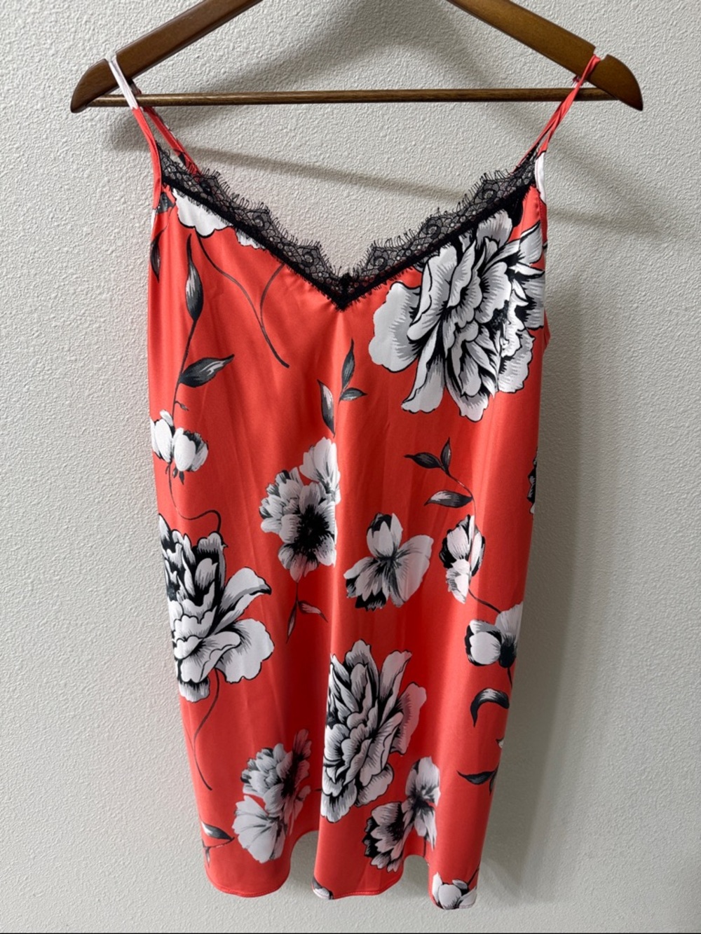 Secret Treasures Floral Lace-Trim Satin Slip Dress